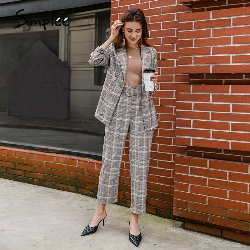 Casual Jacket Grey Check Jacket Women's Grey Blazer Plaid