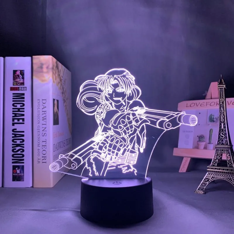 Luci notturne Black Lagoon Revy ha condotto la luce per la decorazione della camera da letto Regalo Nightlight Anime Lampada da tavolo 3D