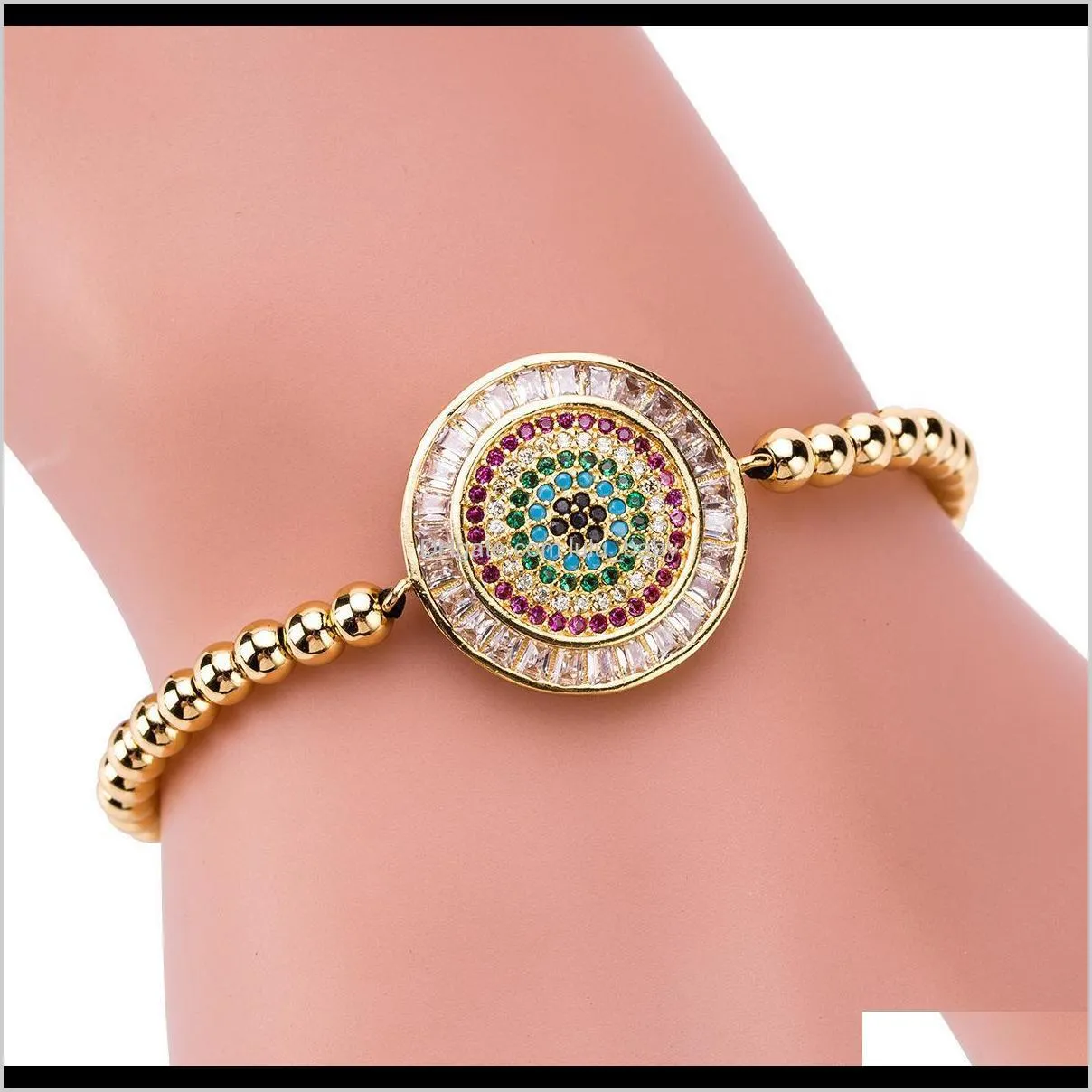 fashion bracelet multi-layer copper gold-plated zircon micro-inlaid exaggerated braided bohemian style