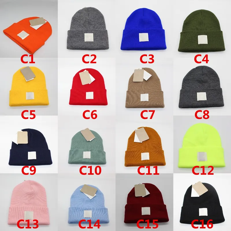 Fashion Men Knitted Beanie For Woman Designer Solid color flanging Skull Caps Warm Winter unisex hat 21 Color