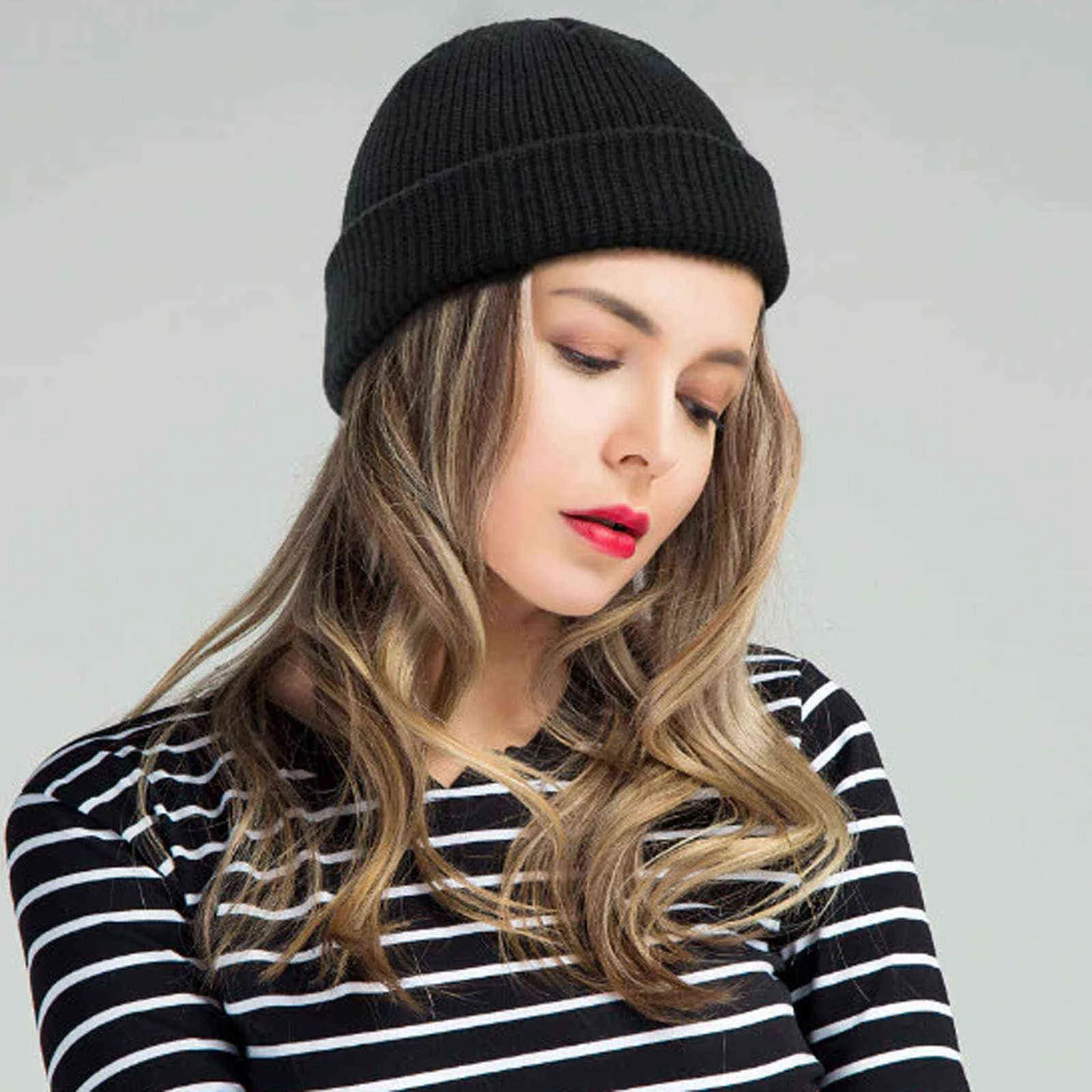 Winter Knitted  Beanie Hat For Women And Men Retro Brimless