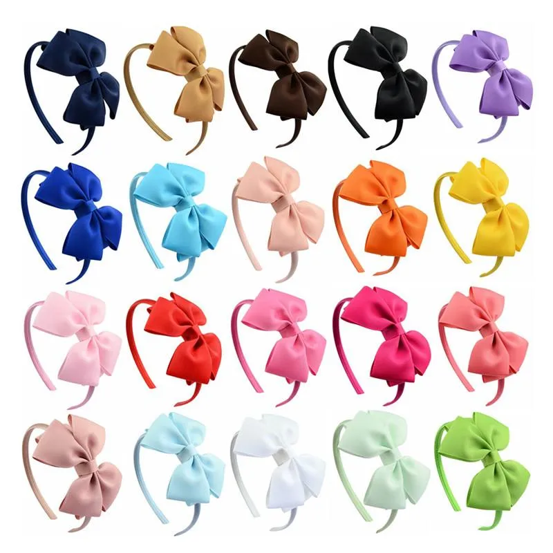 Hårtillbehör Bnwige 20st Fashion Solid Color Headband Ribbon Band Kids Girl Bowknot Boutique