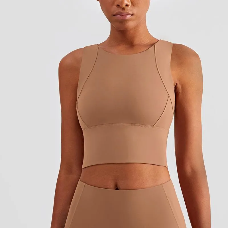High Neck Longline Racerback Yoga Longline Sports Bra Tank With Built In Impact Support For Power Workout And Gym Vest From Shenfangya 25.16 DHgate.Com