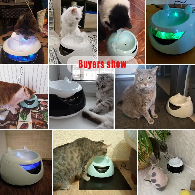 Фонтанчик для питья, миски для домашних животных, диспенсер для воды для собак, USB электрические светящиеся автоматические кормушки для кошек 294t