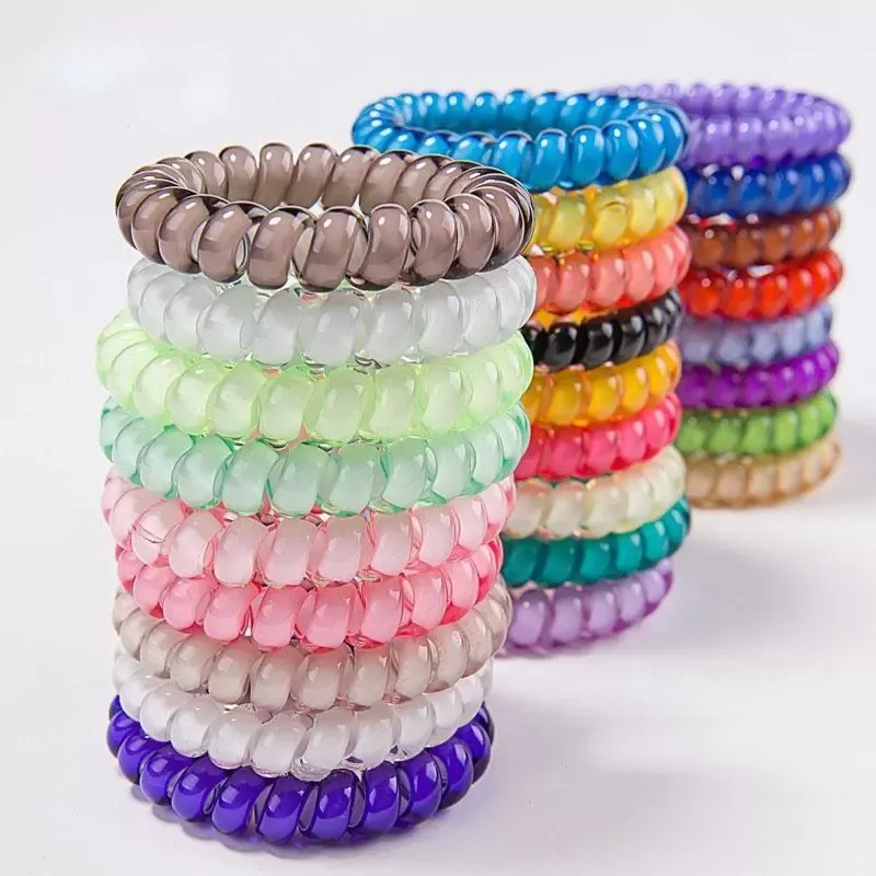 26 colori 6,5 cm cavo telefonico di alta qualità gomma cravatta per capelli ragazze fascia elastica anello corda colore caramella braccialetto elastico scrunchy