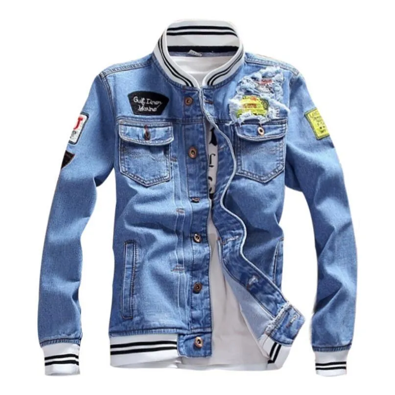 Luxury Men Designer Jacket Högkvalitativt tryck Denim Mens Designer Coat Topps Black Blue Jean Jackets Size S-5XL