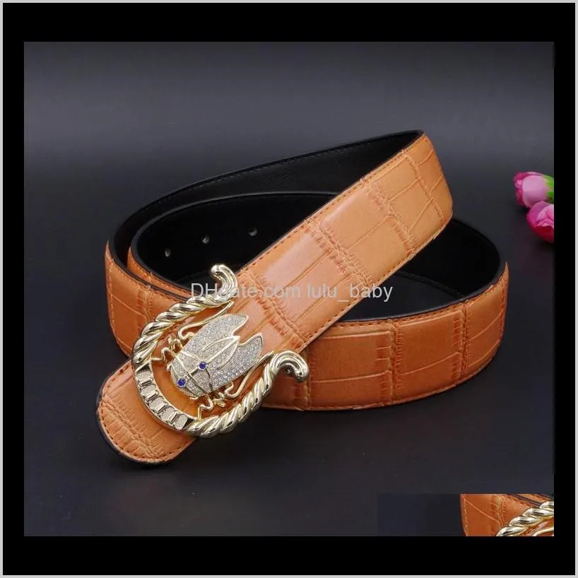 diamond cicada animal men designer belt crocodile leather new fashion luxury glittering 3d smooth buckle 125cm