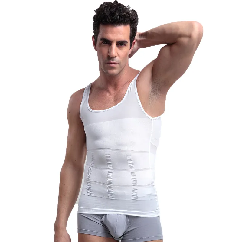 Mannen afslanken body shaper buik vettige tank tops vest shirt korset compressie bodybuilding ondergoed278P