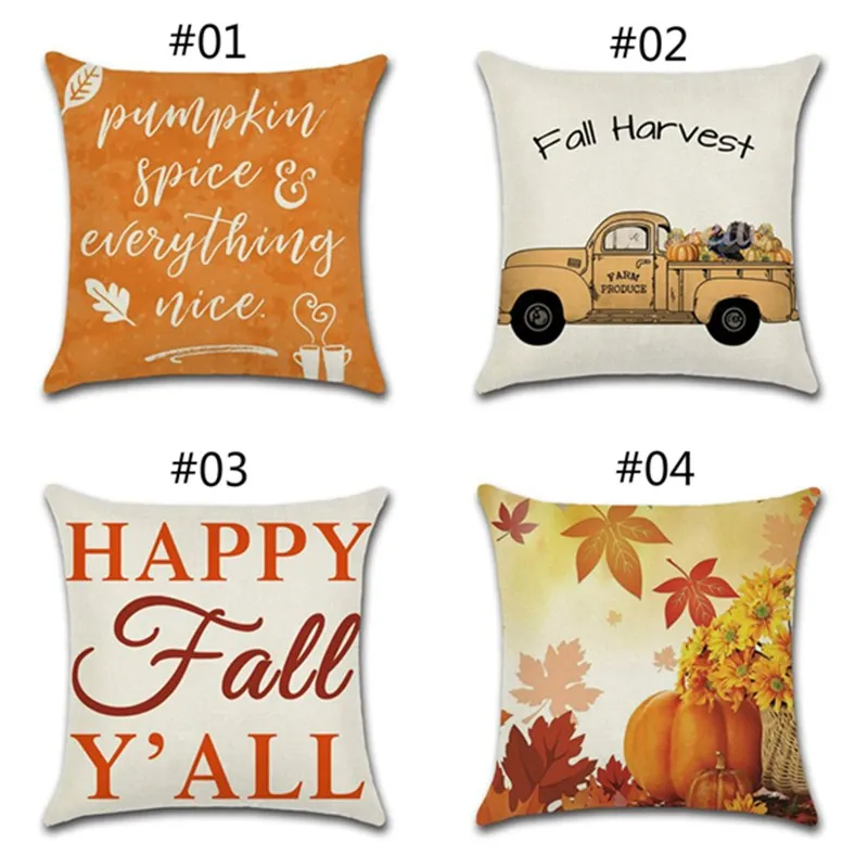 Fall Harvest Thanksgiving Decorative Pillow Covers Pumkin Car Happy Autumn Throw Cushion Cover Festival Decoration Pillow Case Wholesale