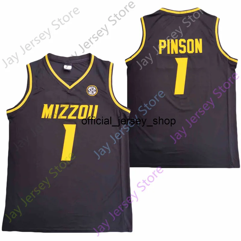 2020 Ny Missouri Tigers College Basketball Jersey NCAA 1 Xavier Pinson Svart All Sömnad och Broderi Män Ungdomsstorlek