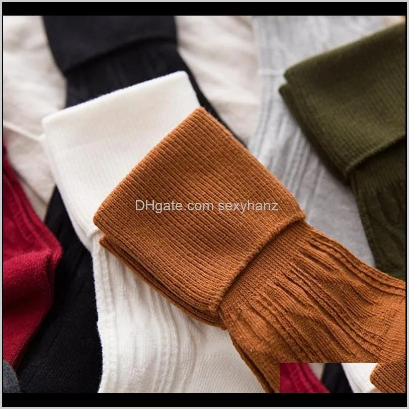 1pair 9 colors hot sale casual fashion women warm thick high white black wine red socks pile heap socks solid color comfortable