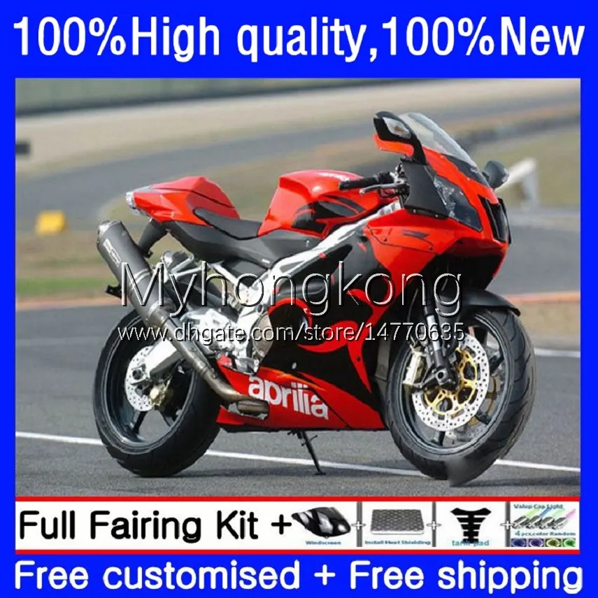 Kit carrosserie pour Aprilia RSV1000R Mille RV60 RSV 1000 R 1000R 2003 2004 2005 2006 Capot 9No.95 RSV1000RR RSV1000 RSV-1000 R RR 03 04 05 06 Carénage de moto noir rouge chaud