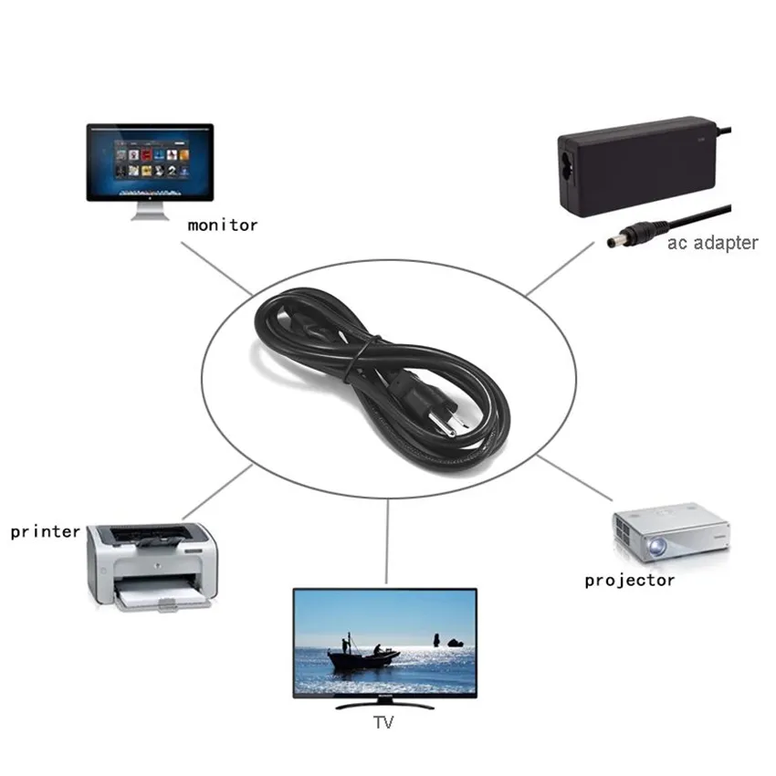 1.2M 3 PIN EU US AU UK Spina Computer PC Cavo Adattatore CA Cavo  Alimentazione 3 Poli Rete Stampante Netbook Portatili Giocatori Videocamere  Spine Alimentazione Da 2,15 €