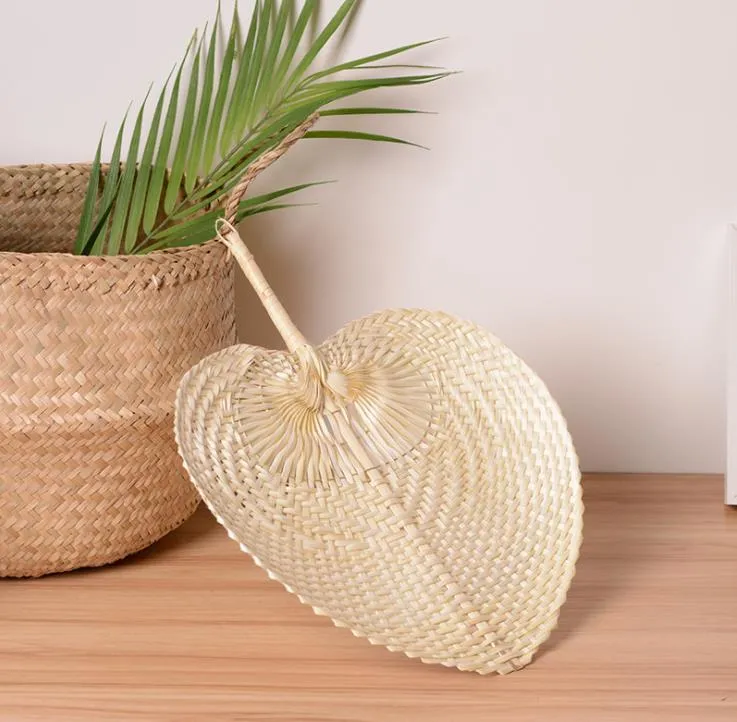 Party Favor Palm Leaves Fans Handmade Wicker Natural Color Palm-Fan Traditional Chinese Craft Wedding Gifts SN2709