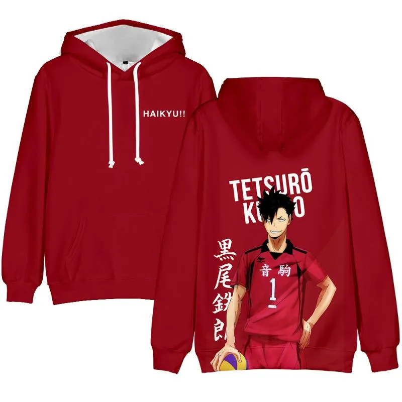 Felpe con cappuccio da donna Felpe Anime Haikyuu Costume cosplay Nekoma High School Volleyball Club Kuroo Tetsurou Unisex 3D Uomo Felpa con cappuccio Ki