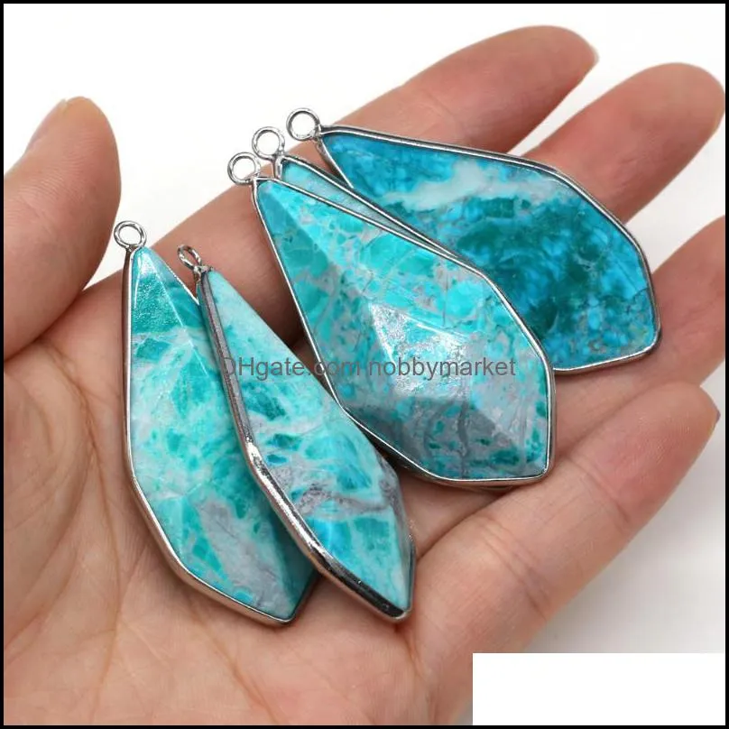 Charms Natural Stone Synthetic Apatite Pendant Faceted Drop Shape Single Hole Pendants For Making Jewelry Necklace Accessories 20x38mm