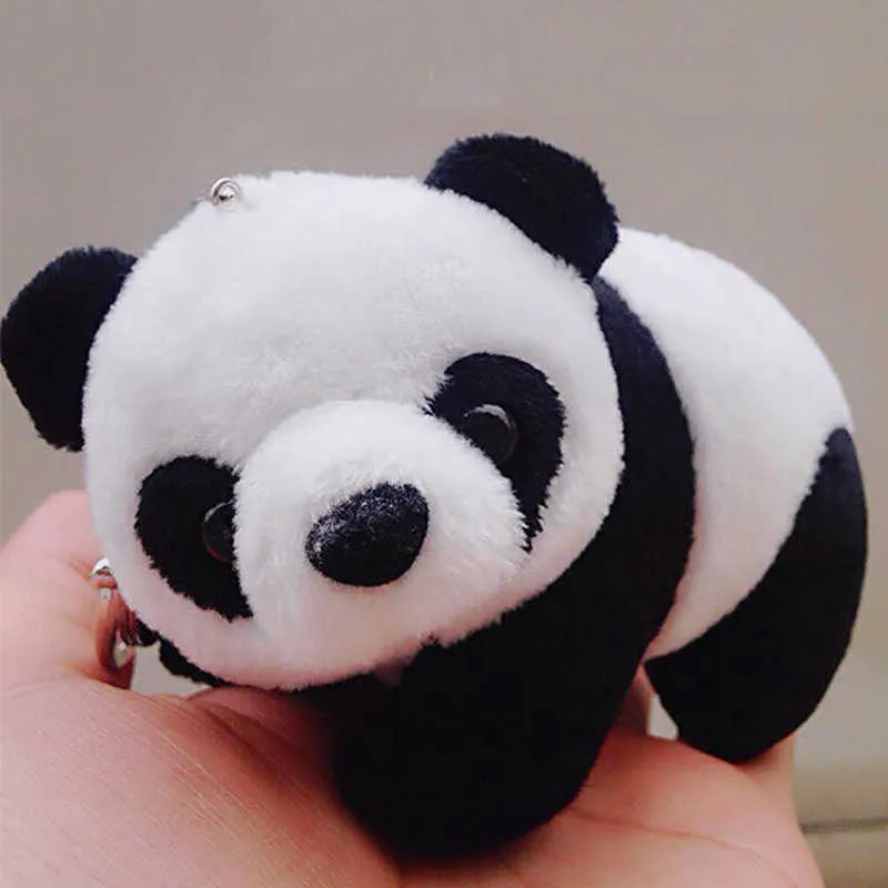 12 cm Charm Kadın Kürk Anahtarlık Kabarık Anahtarlık Çanta Hayvan Kolye Takı Büyük Sevimli Panda Kürk Anahtarlıklar Dekorasyon Çanta G1019 Için