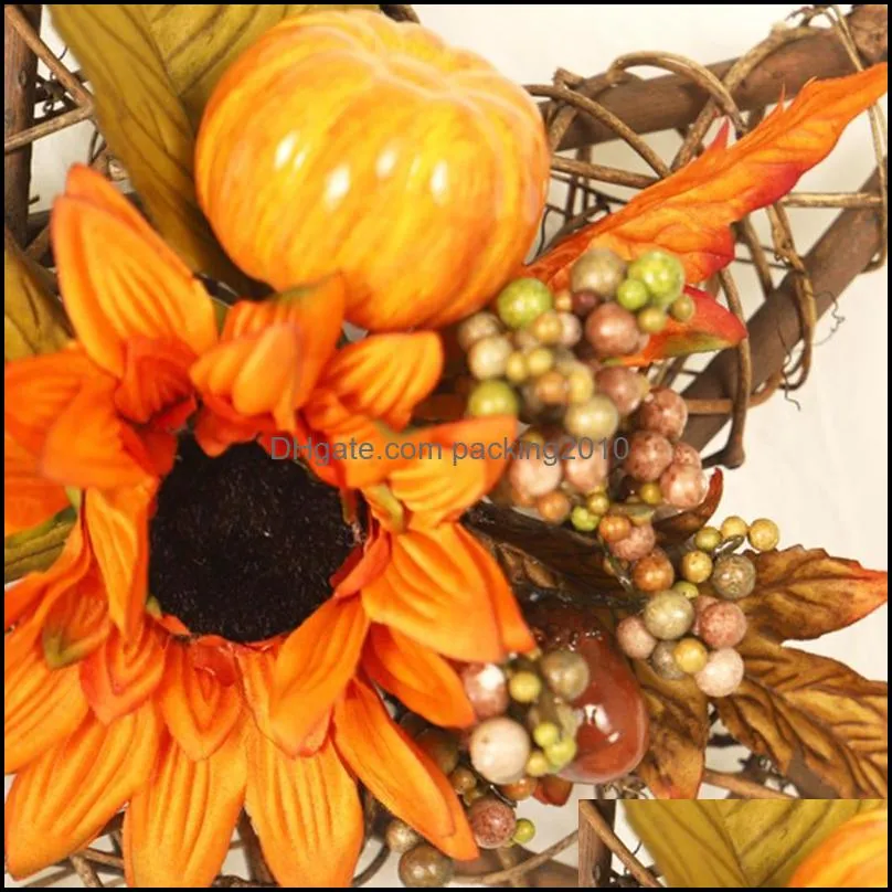 Decorative Flowers & Wreaths Wood Sunflower Pumpkin Five-pointed Star Decoration Wall Hanging Halloween Decor