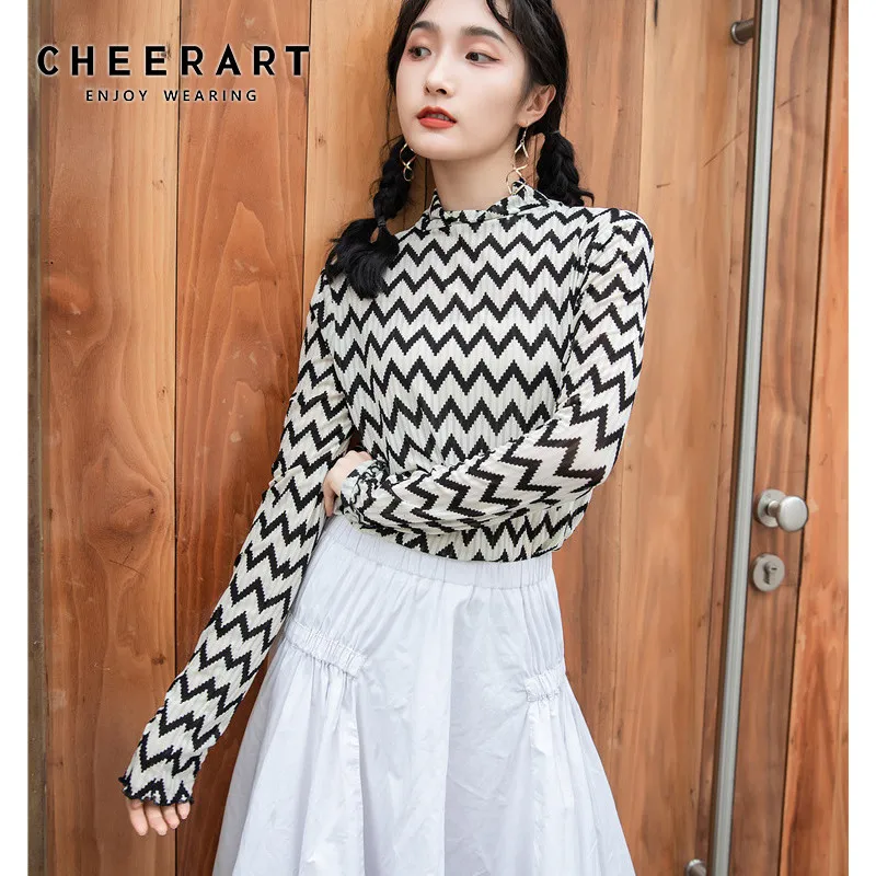 Vave Spandex à manches longues Top Femmes Tshirt Thirtleneck T-shirt Casual Ladies Spring Coréen Fashion Clothing 210427