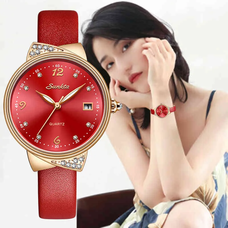 Women Watches Luxury Brand SUNKTA Quartz Ladies Watch Dress Wrist Watch Date Clock With Box Set For Sale Relogio Feminino 210517