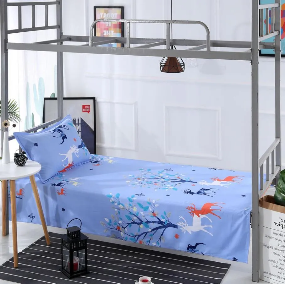 싱글 침대 시트 섬유 침구 침대 시트 크리스마스 사슴 형제 자매 이층 침대 Mattress Bedspread (Pillowcase와) F0139 210420