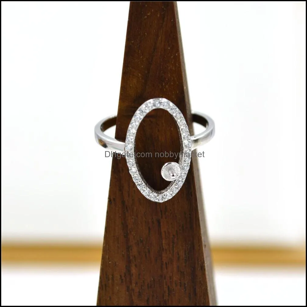 unique design sterling silver Ellipse rings settings mounting for oyster pearls live diy gift PS4MJZ015
