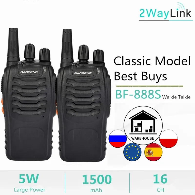 2 stks / partij BF- Two Way Baofeng Walkie Talkie UHF 400-470MHz 16channels H777 Radio BF 888S H-777 C2