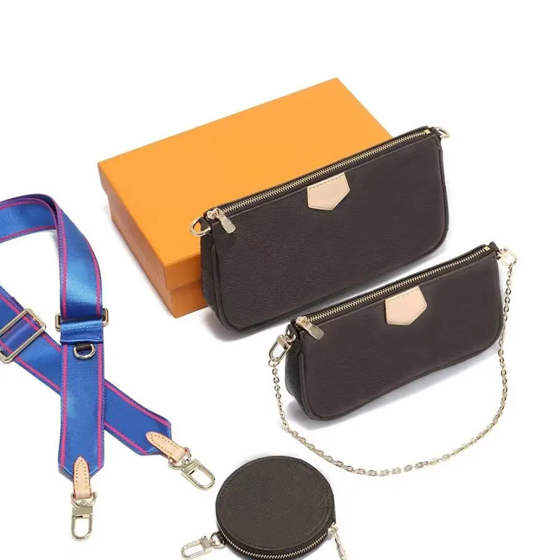 ثلاث قطع حقيبة يد حقائب الكتف Crossbody حقيبة الموضة محفظة الهاتف مزيج Luxurys المصممين النساء محافظ الذرة حامل بطاقة 44832