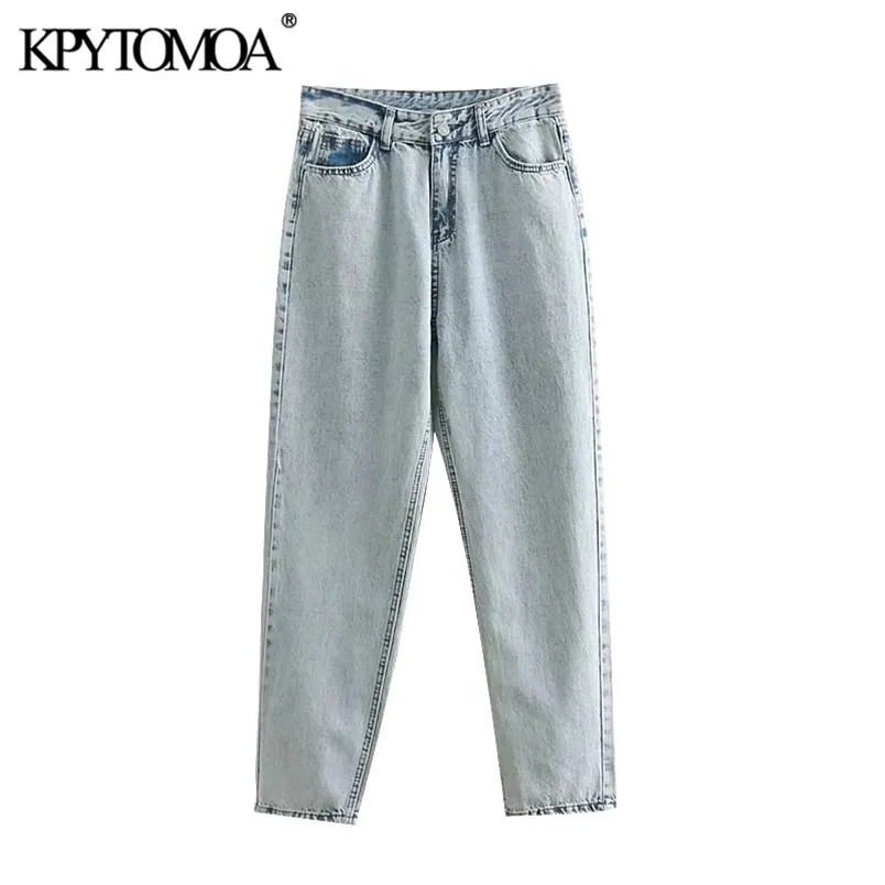 Mulheres Chic Fashion Side Bolsos Calças de Jeans High Cintura Alta Zíper Fly Denim Feminino Calças de Ancinho Mujer 210420