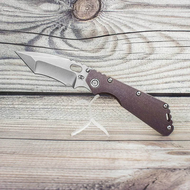 Ond Eyes Custom Folding Knife SMF # 9 Titanhandtag TANTO 100% Hög hårdhet M390 Blad Stark Utomhusutrustning Taktiska Verktyg Camping EDC Jakt Survival Knives