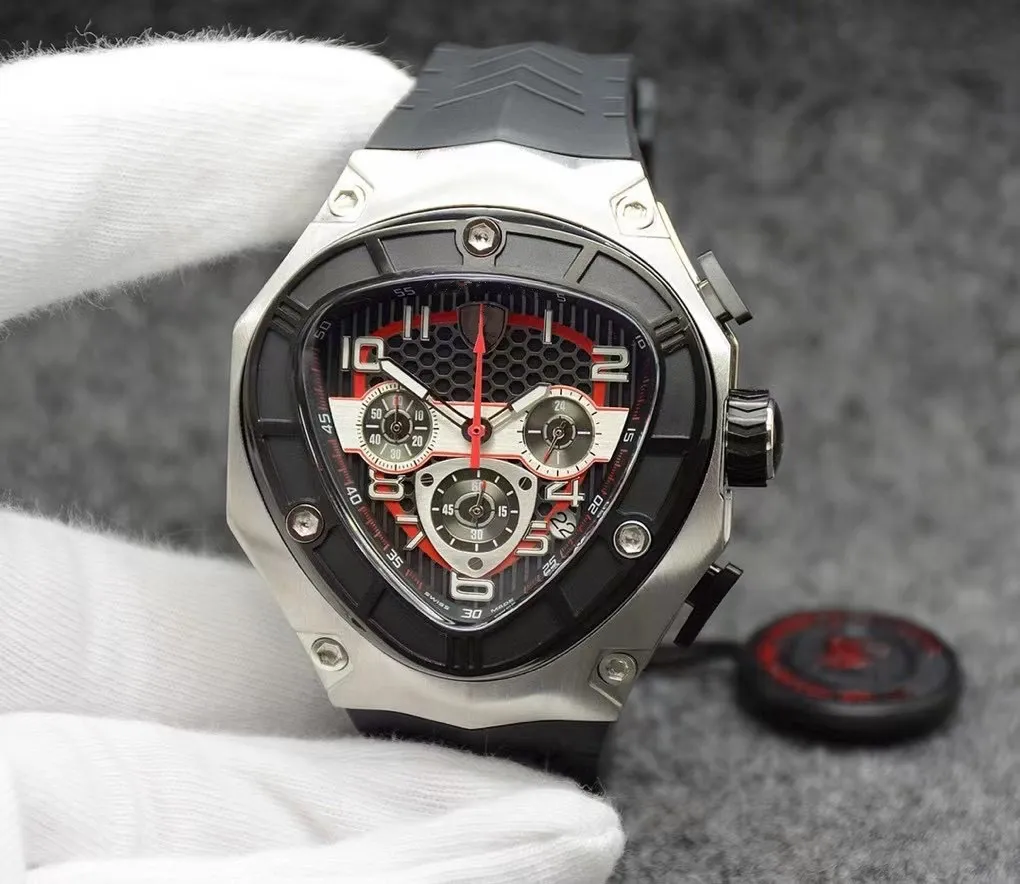 Orologio Da Uomo In Acciaio Inossidabile Con Cinturino In Pelle Cronografo, Business Casual, Quadrante Da 47 Mm, Rosso Nero Da 123,8 € | DHgate