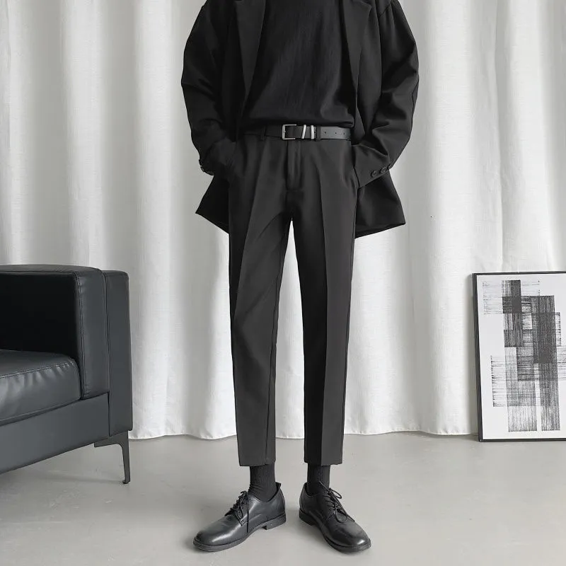 Korean Style Mens Blazer Trendy Straight Casual Pants Fashion Suit