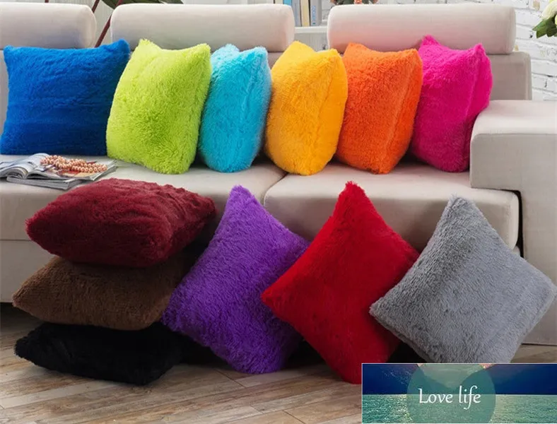 40x40cm/15.75x15.75" Solid Cushion Cover Long Plush Decorative Throw Pillow Cover Seat Sofa Embrace Pillow Case Home Decor Factory price expert design Quality Latest