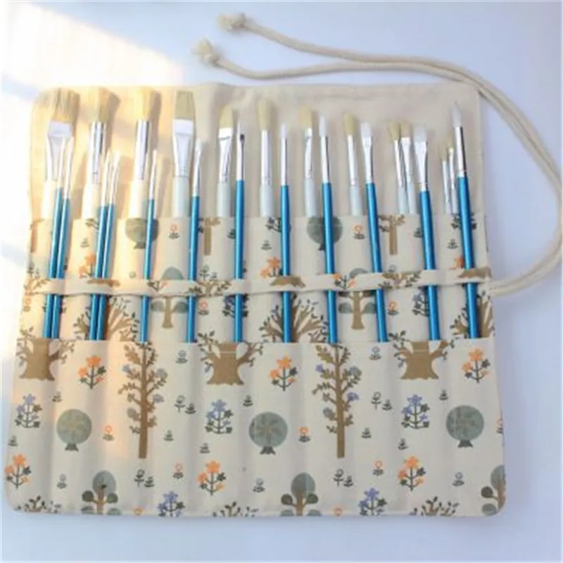 10 Slots Canvas Classic Paint Brush Roll Up Holder For Artist