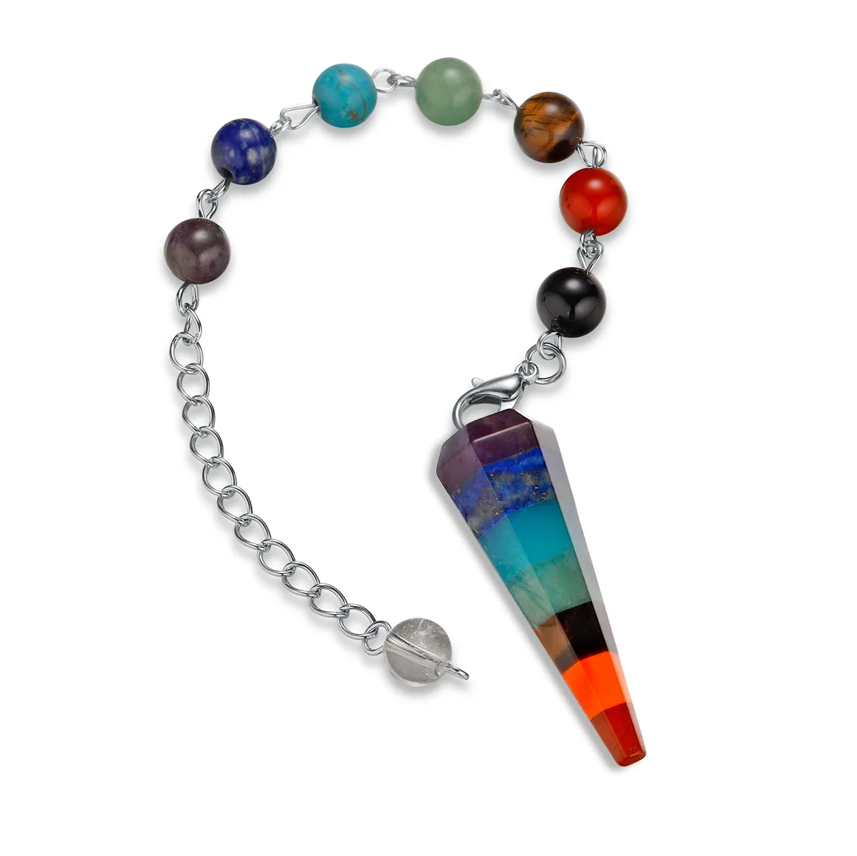 7 Chakra Stone Joga Naszyjnik Surowy kwarc Naturalny kamienie wbijanie naszyjników wahadłowych Reiki Rainbow Jewelry's Prezent 1981