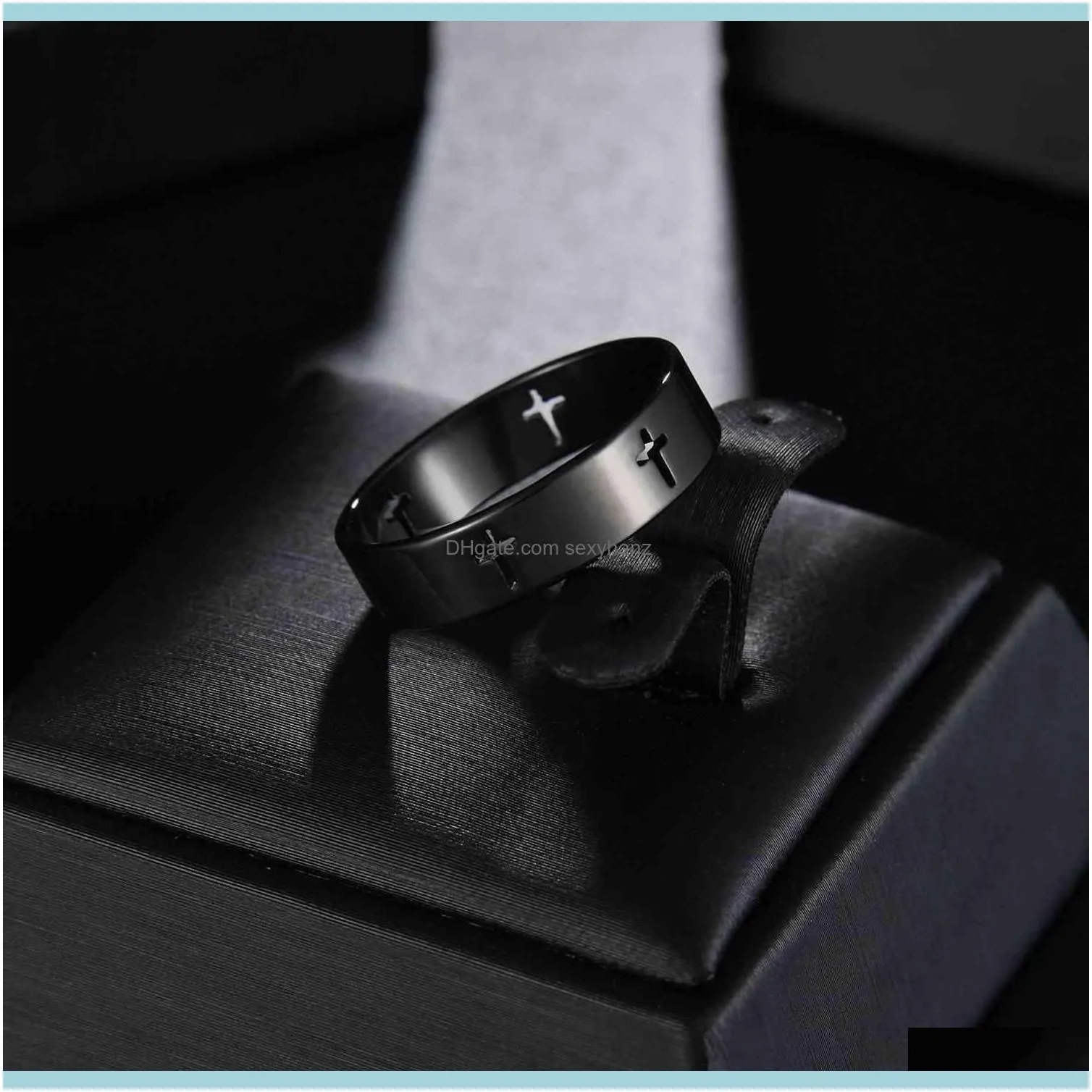 Fashion 3 Colors Stainless Steel Punk Style Men Women Cross Smooth Wedding Finger Ring Jewelry Quality