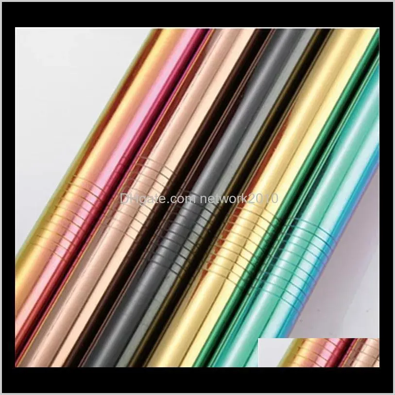reusable 12mm bubble tea straws, pvd plated 12mm straight metal straws, 12mm colored straws for smoothie