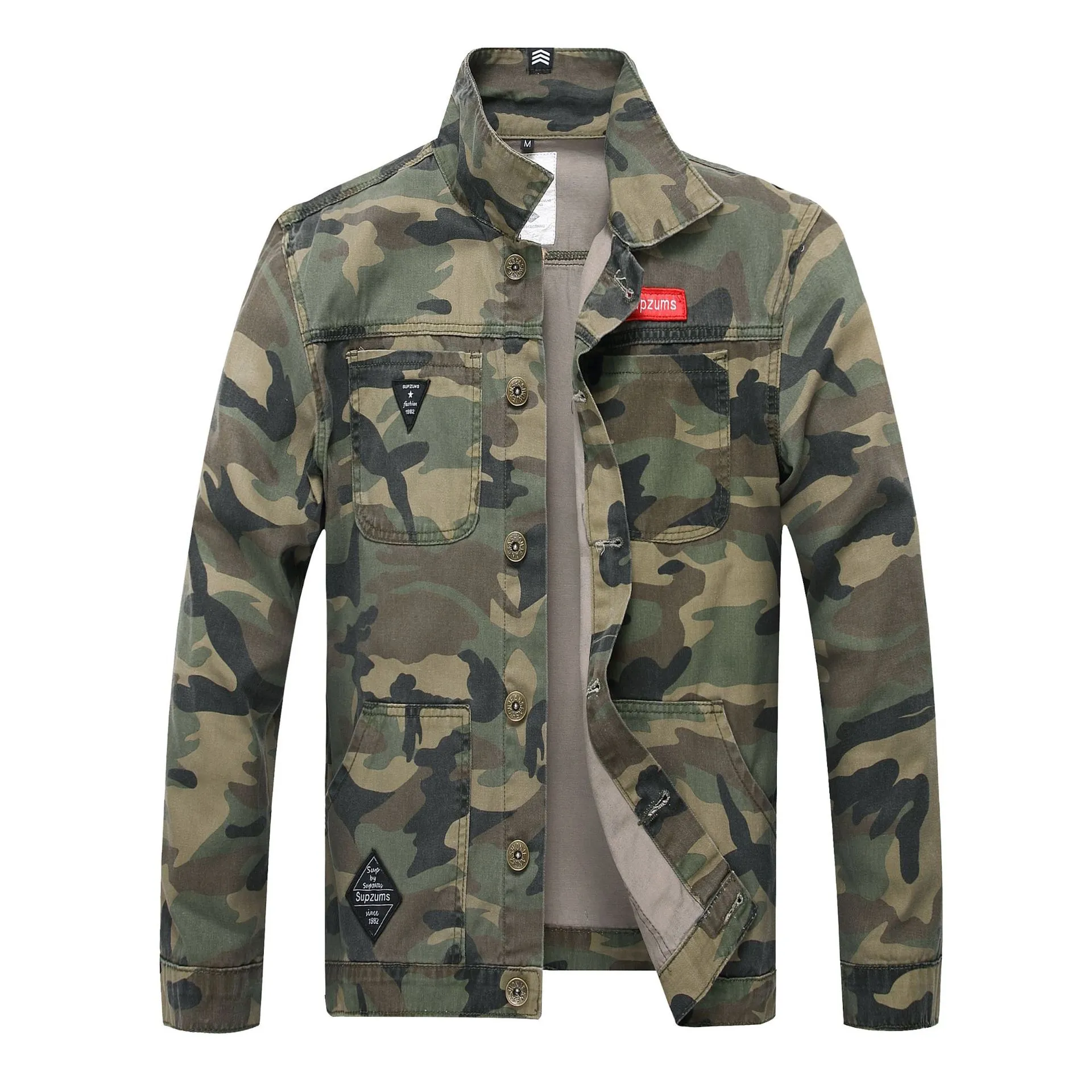 Jeans jakcet hommes armée camouflage vestes denim vestes mâles de printemps d'automne streetwear slim fit décor