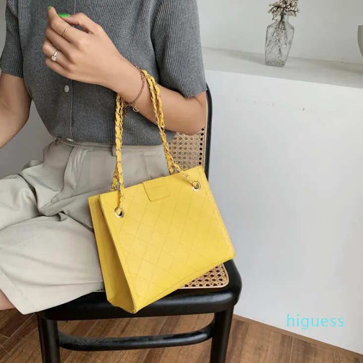 Designer- Women fashion Texture Handbags Rhombus Bag Trendy Chic Chain Messenger Small Bags