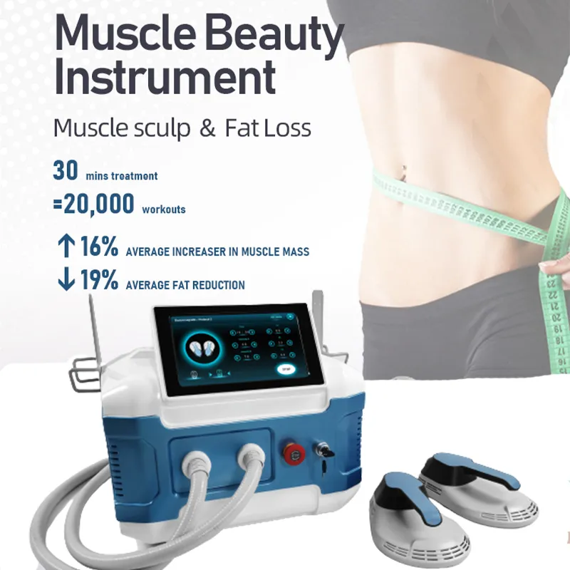 Utilisation en salon Système de refroidissement par air portable Non invasif 2 poignées Hiemt Pro amincissant la machine corps électromagnétique sculptant le stimulateur musculaire EMS pour la graisse