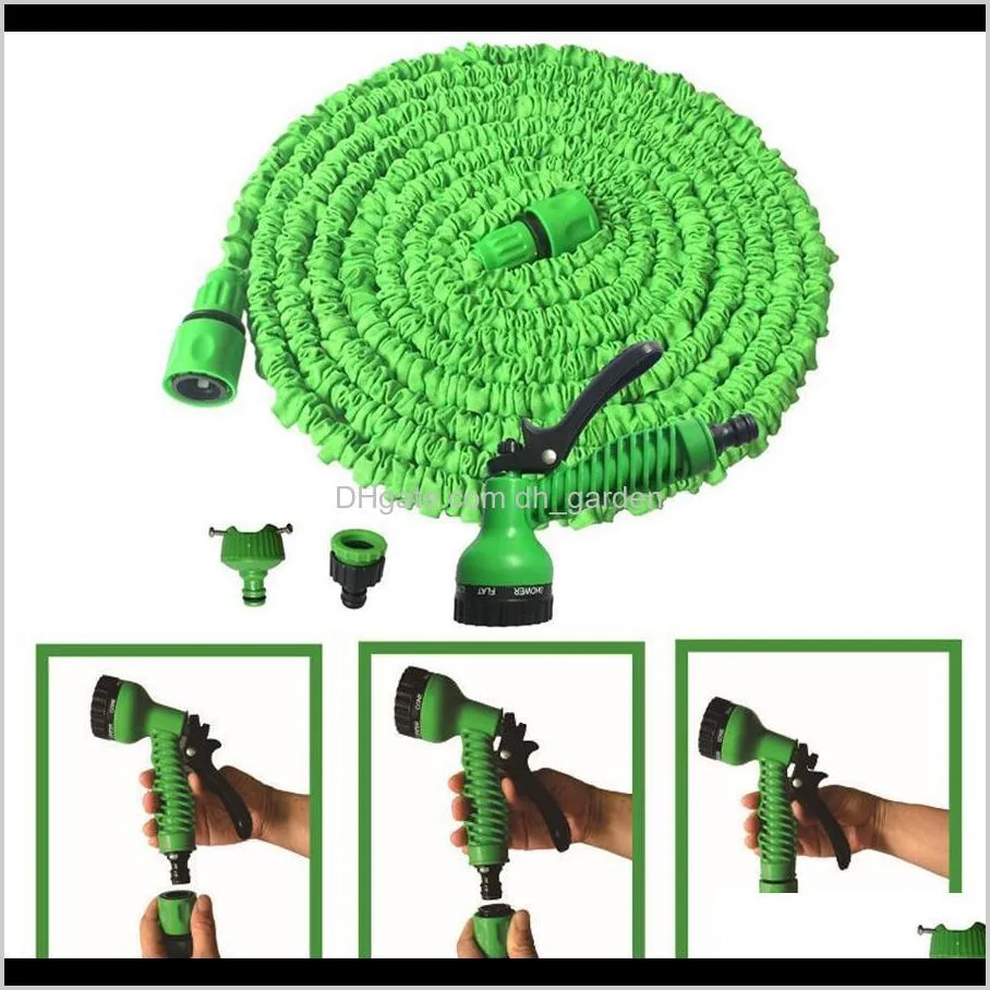 100ft lengthen retractable water hose set plastic 2 colors garden car washing expand water hose with multi-function water gun dh0755-3