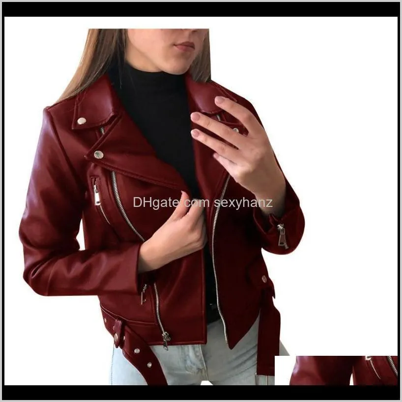 classic moto biker jacket women cool faux leather jacket long sleeve zipper fitted coat fall short plus size outerwear