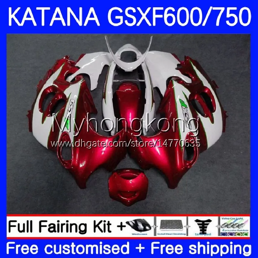 Cuerpo OEM para SUZUKI KATANA GSXF 600 750 CC GSXF750 2003 2004 2005 2006 2007 18No.88 GSX750F GSX600F 03-07 GSXF-600 600CC 750CC GSXF600 03 04 05 06 07 Carenado Rojo blanco nuevo