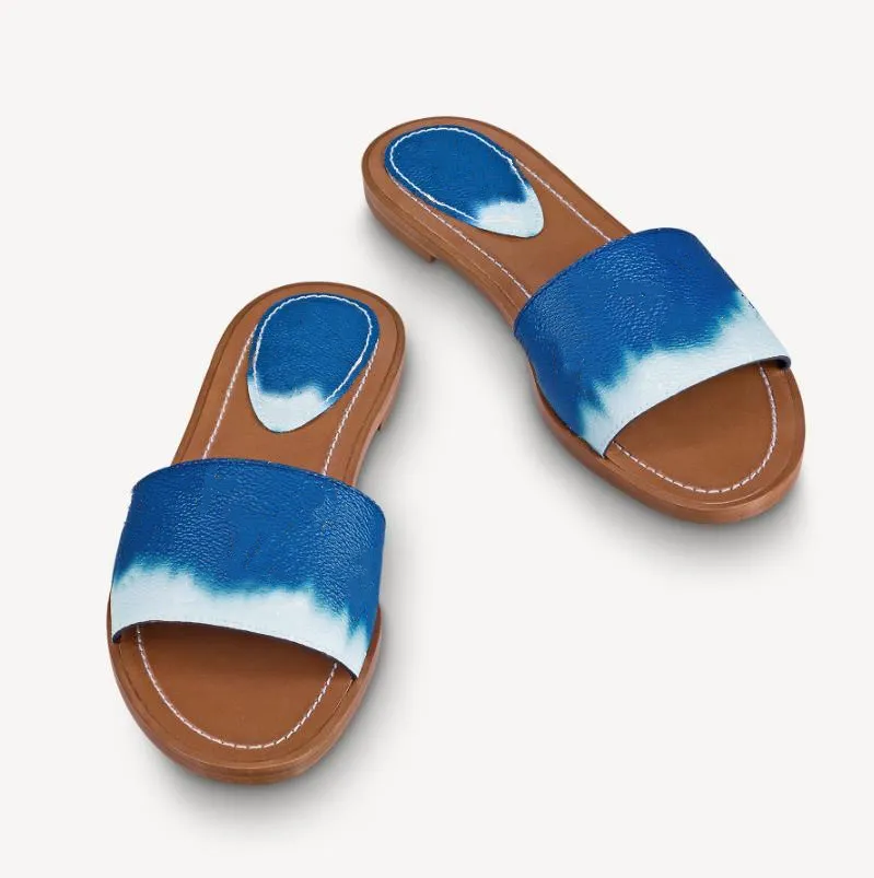 Women Leather Flat Slippers Colorful Canvas Wide Strap Thong Summer Letter Printed Flip Flops Designer Lady Rubber Outsole Slide Sandal