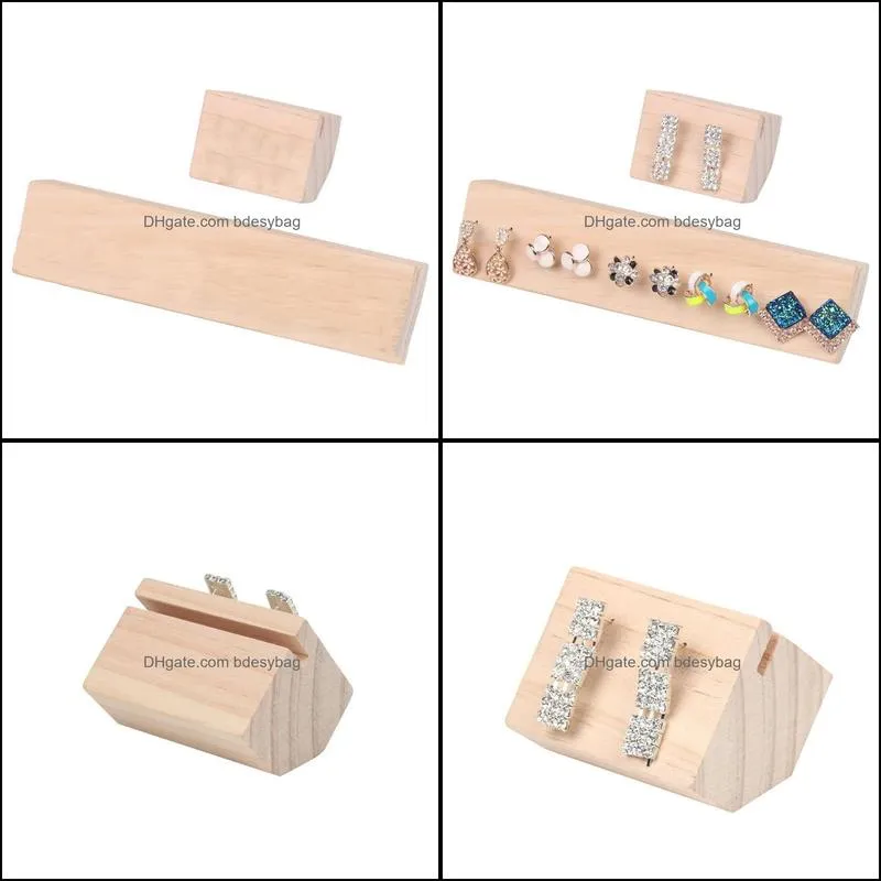 Jewelry Pouches, Bags Fashion Wood Display Necklace Charms Tray Pendant Earrings Card Style