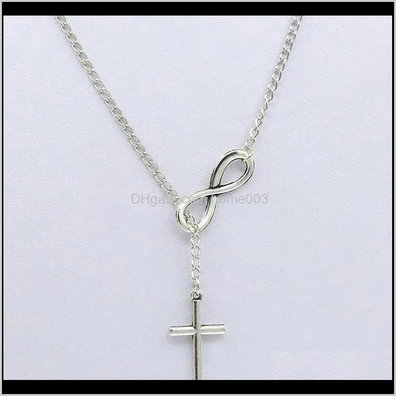 women infinity cross lucky number eight pendant necklaces choker statement bib chain necklace lz924