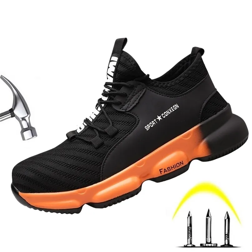 Botas de segurança de trabalho respirável confortável Zapatos Lightweight Steel Toe Cap Sapatilhas de proteção Esporte Sapatos para homens 211217