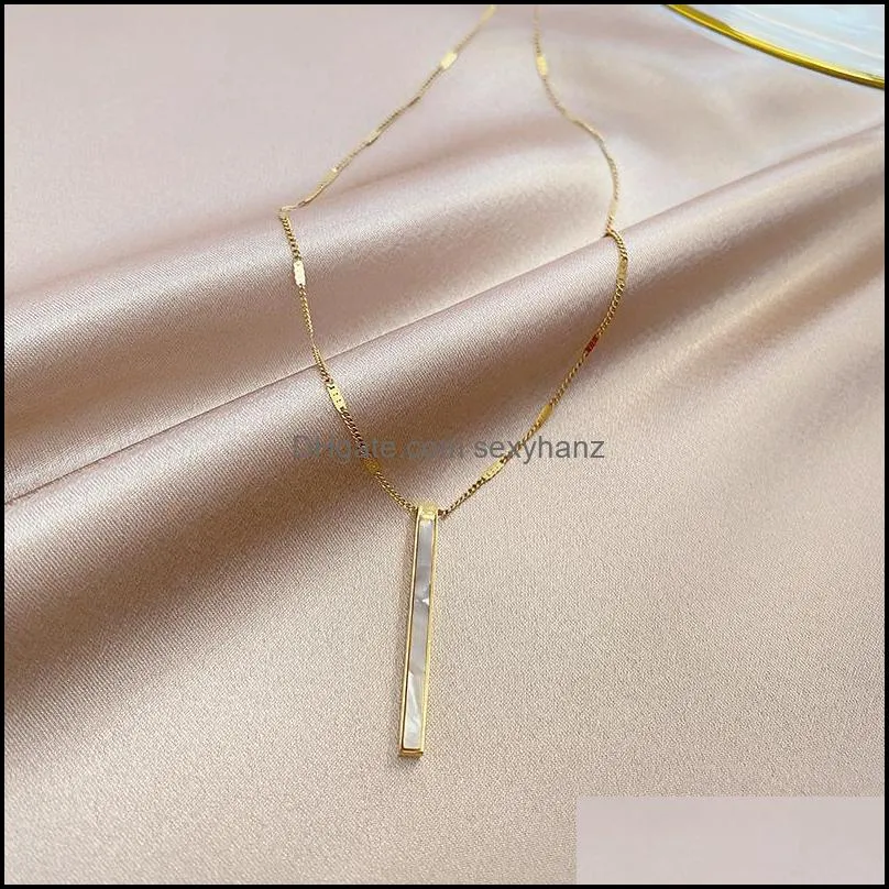 2021 New Exquisite Titanium Steel Shell Bar Necklace 18K Gold Plated Bar Pendant Necklace