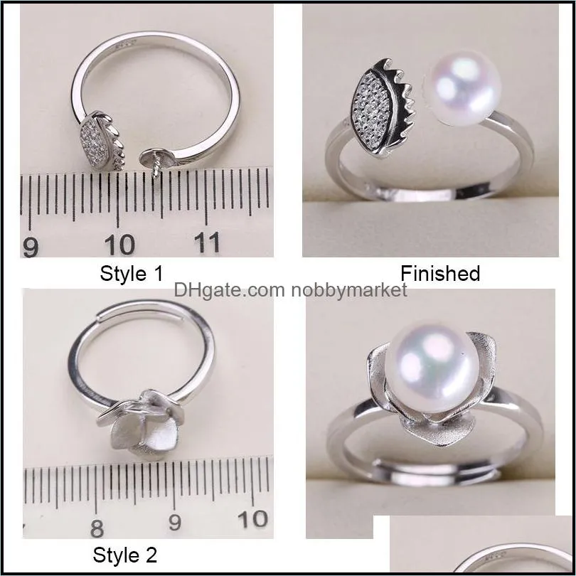 New Design 925 Sliver Rings Settings DIY Pearl Ring for Women DIY Rings Adjustable Size Jewelry Settings Christmas Statement Fashion