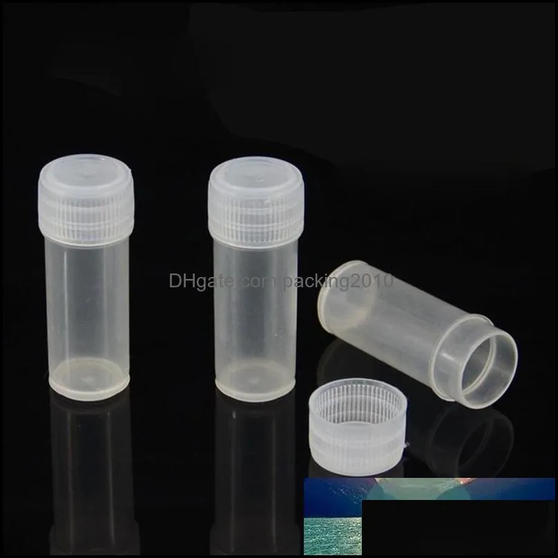 10Pcs/lot 5ml Plastic Sample Bottles Mini Clear Storage Vials Case Pill Capsule Storage Containers Jars Test Tube Pot for Lid